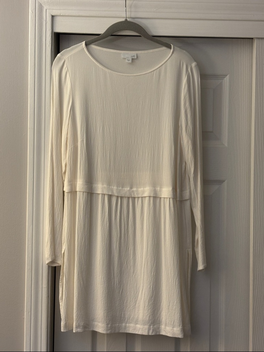 Beautiful J. Jill Cream Long-Sleeve Layered Tunic Dress.
